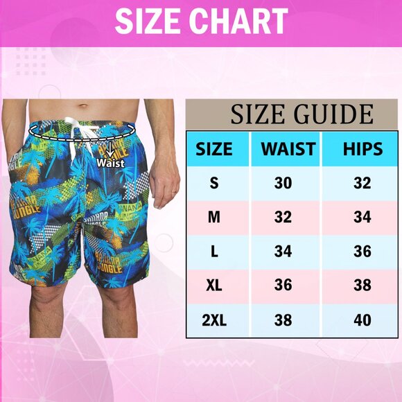 Men's Printed Swim Shorts with Pockets  Beachwear Bathing Suits Board Trunks - Picture 15 of 16